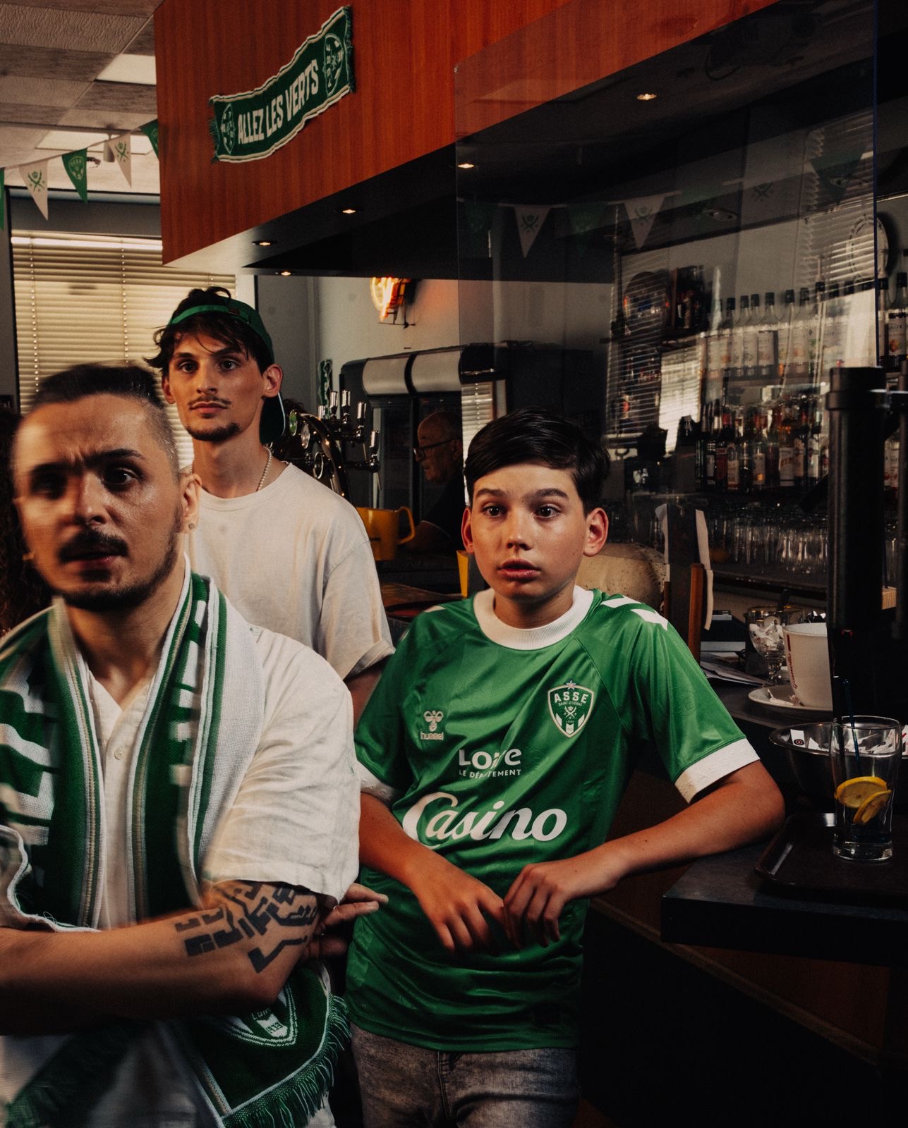 Supporters gathered in a bar