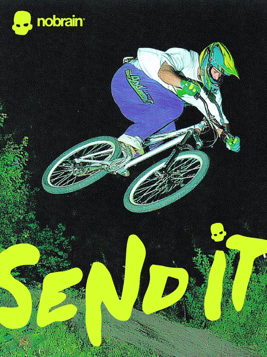 "Send it" poster, illustration of a rider jumping on a mountain bike