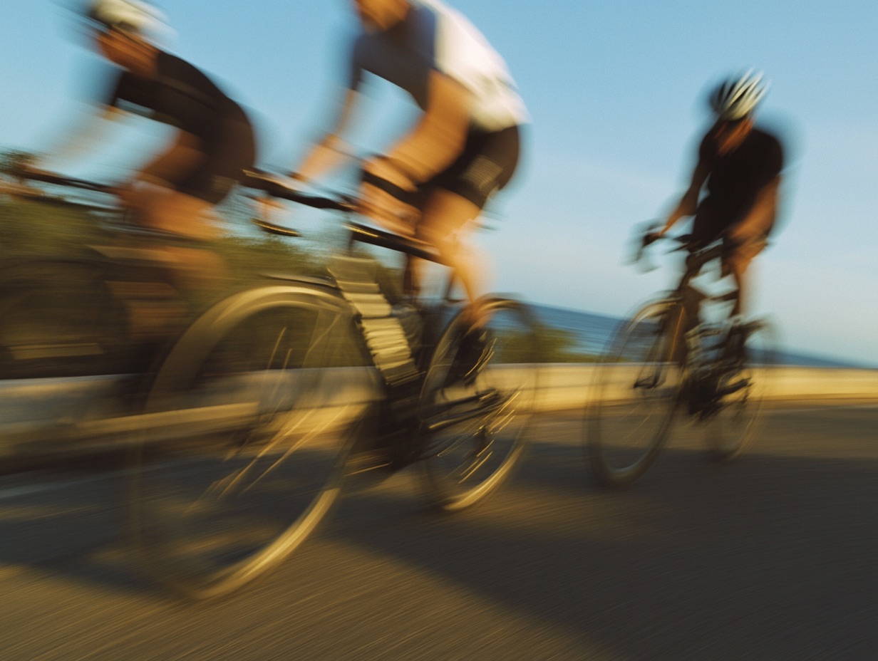 Cyclistes en filé sur une route côtière