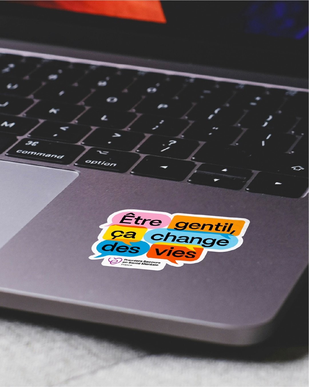Campaign sticker on a laptop